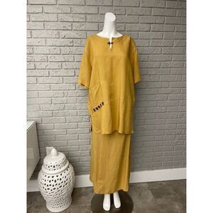 Animale by Jacques Ruc Women Oversized Linen Blend Skirt & Blouse 2 Pcs Set Size